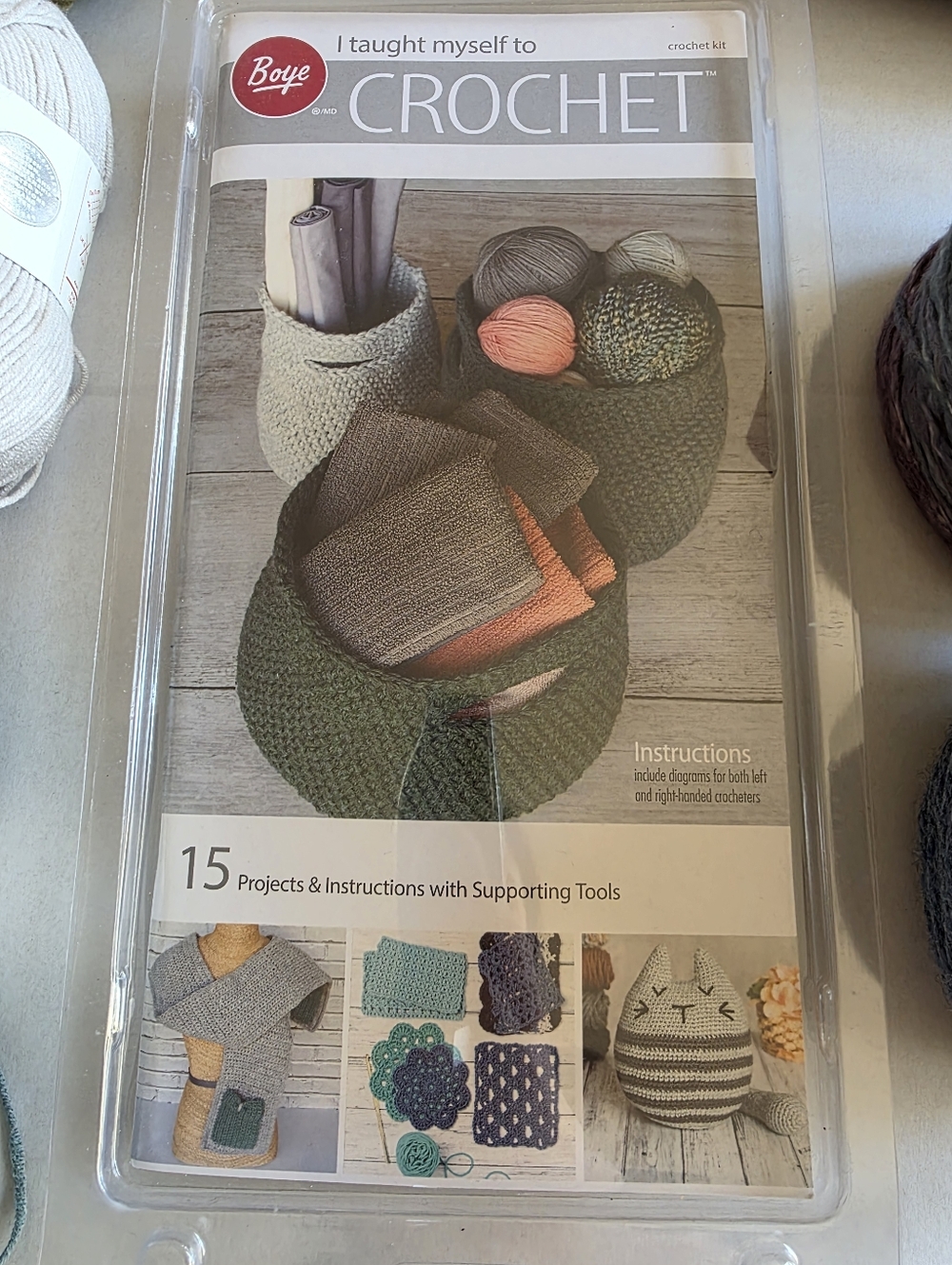 Boye “I Taught Myself to Crochet” Starter Kit NWT + Mixed Yarn Bundle Lot DIY - Picture 3 of 9